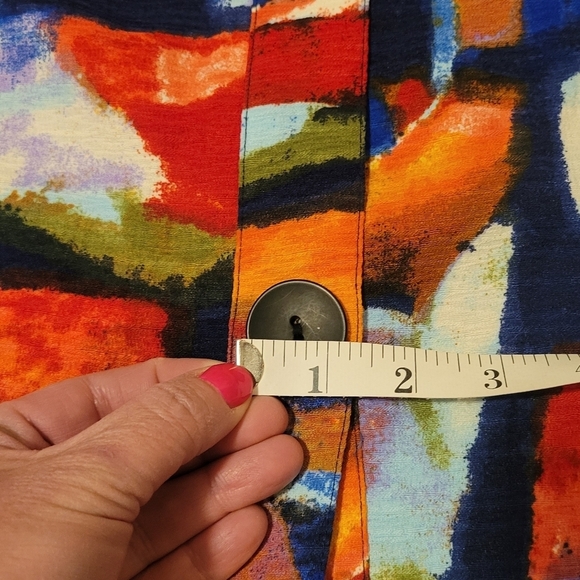 Ali Miles Colorful Artsy Button Blazer Jacket Women's Small Flare Sleeves Pocket - Picture 4 of 8